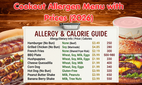 Cookout Allergen Menu with Prices (2026)