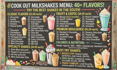 Cookout Milkshakes Menu 40+ Flavors